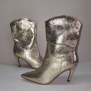 Chase + Chloe Metallic Gold Heeled Boots